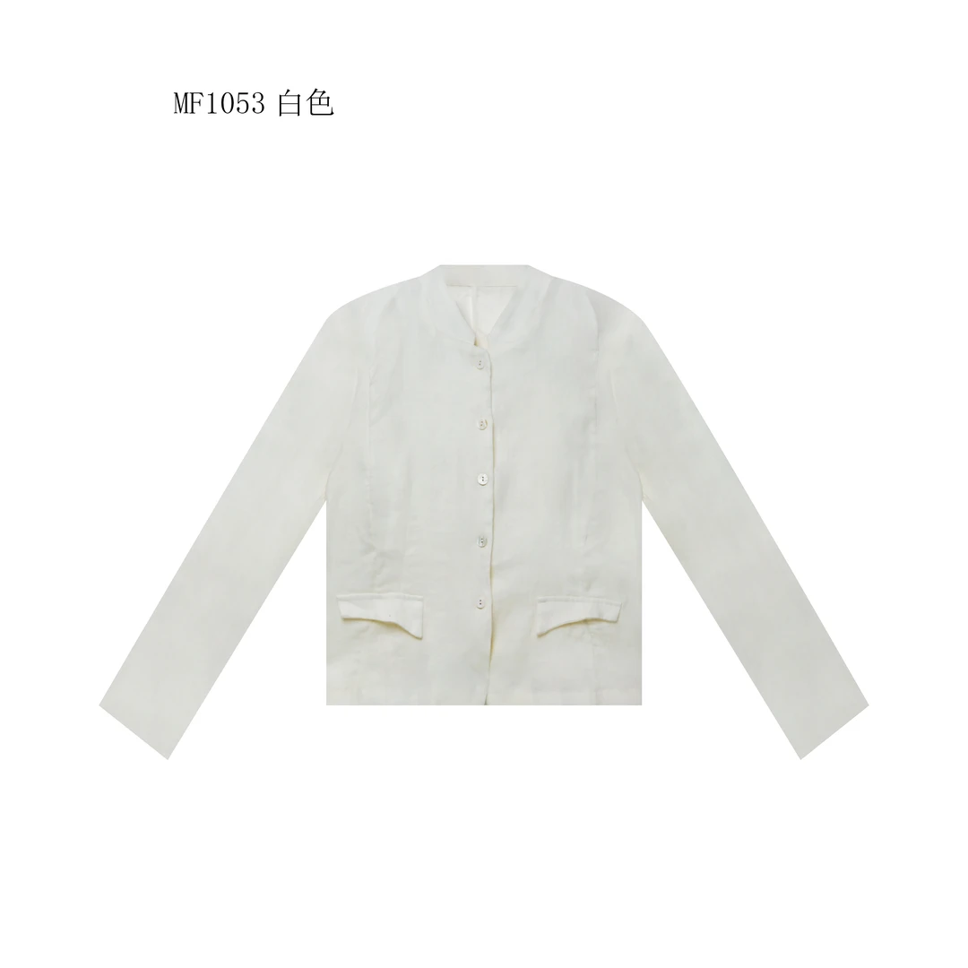 【麻訪家】MF1053白色文艺气质休闲百搭长袖开衫外套