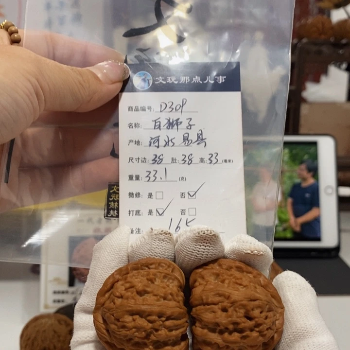 文玩核桃把件白狮子，38.309.