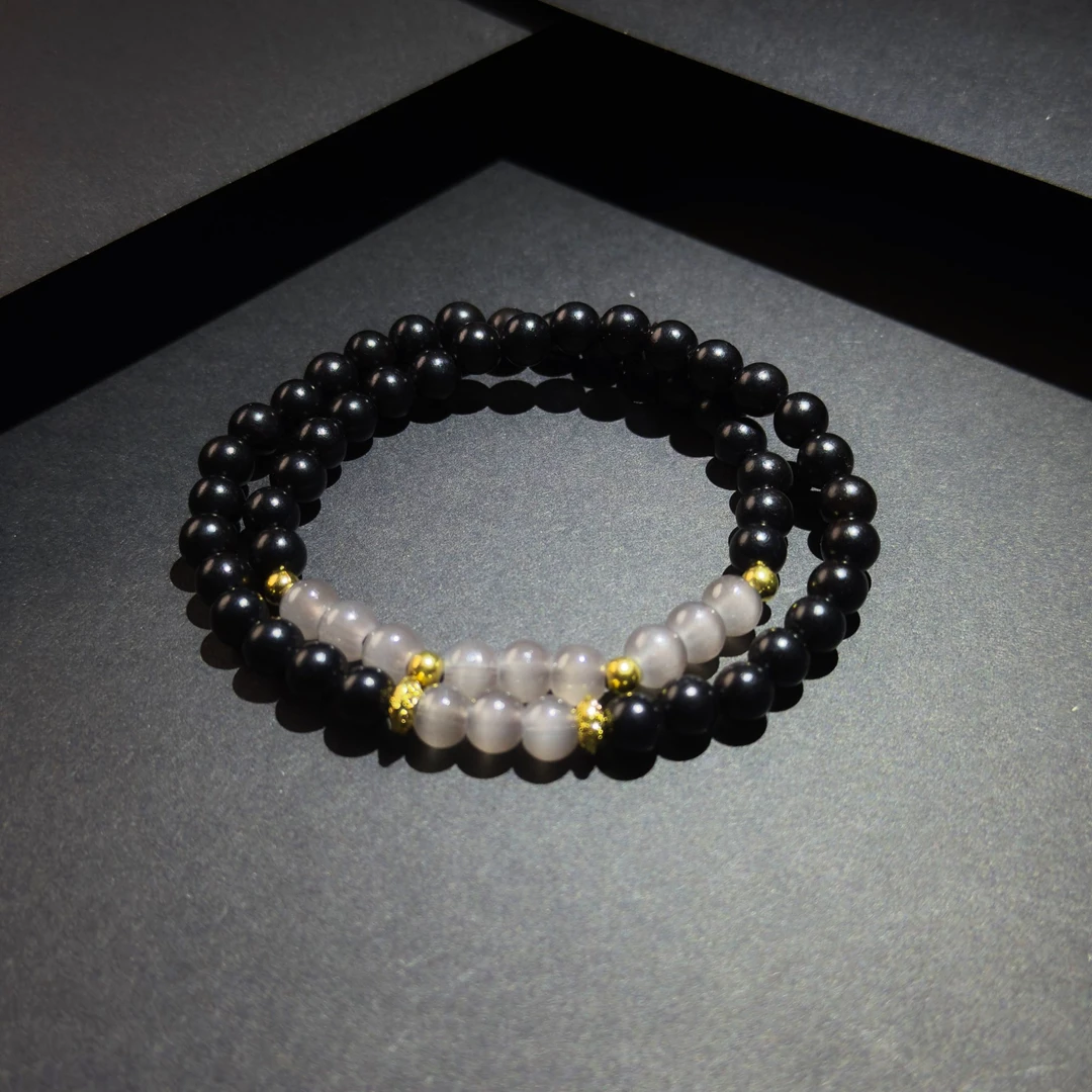 DA 1135 黑檀浅灰琉璃带金珠（无礼盒）