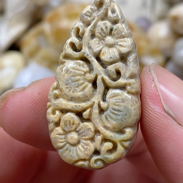 颈饰未镶嵌硅化珊瑚（珊瑚玉）小