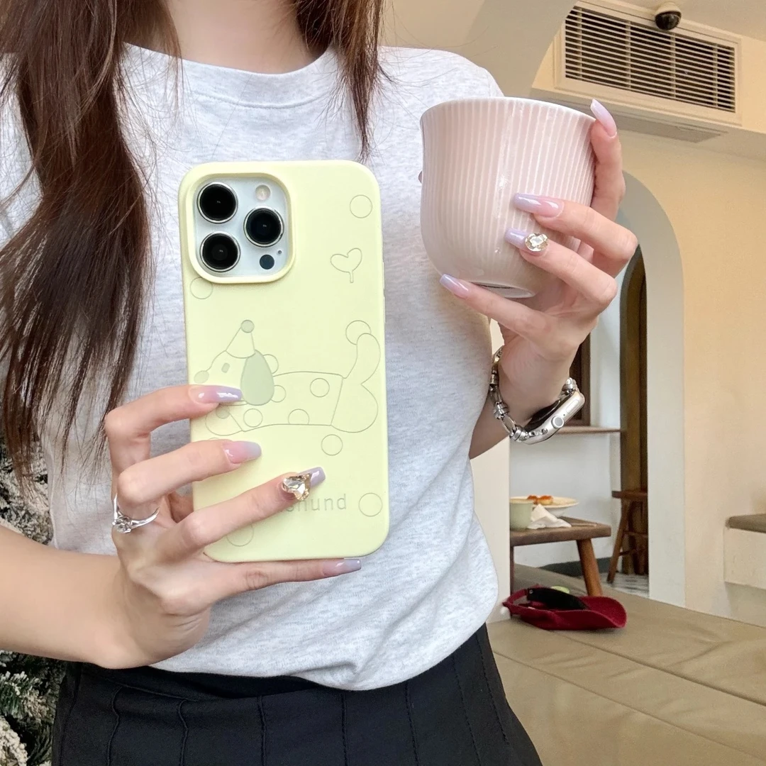 液态硅胶16适用iPhone手机壳线条腊肠狗proins卡通硅胶护套保护套