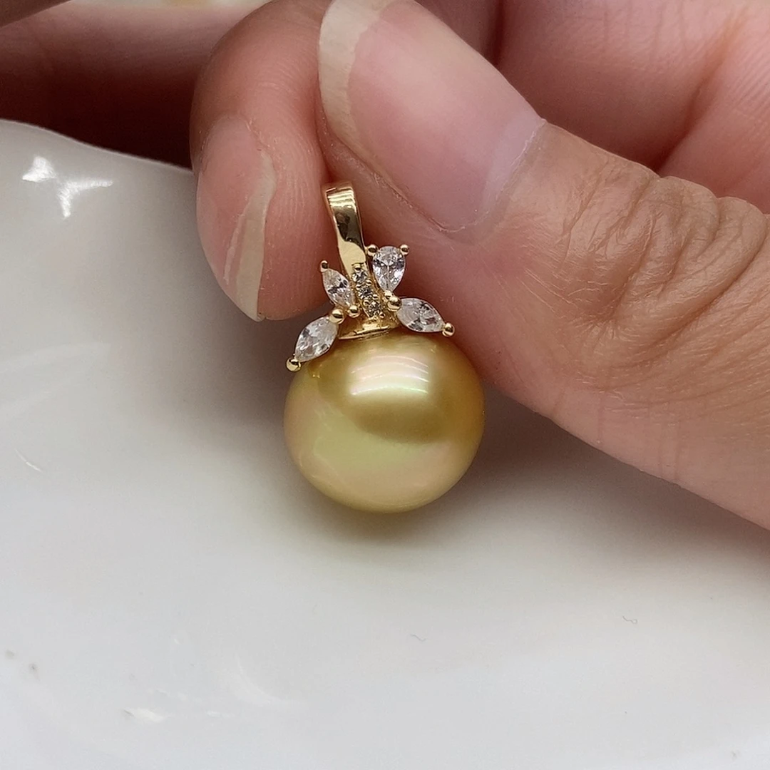 银S925镶嵌海水珍珠吊坠(不含链)