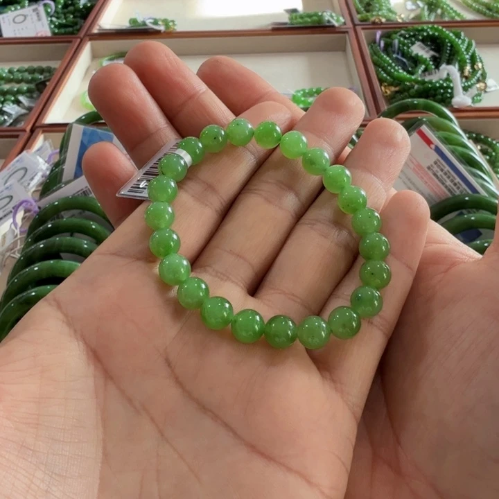 未镶嵌手串和田玉碧玉苹果绿手串