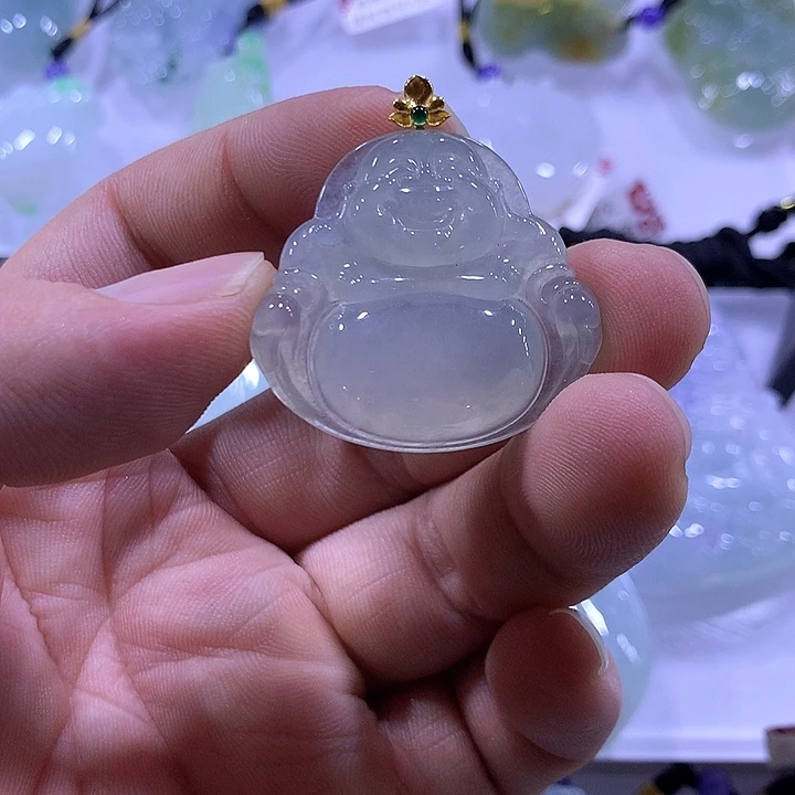 翡翠18K金镶嵌颈饰天然翡翠A货吊坠