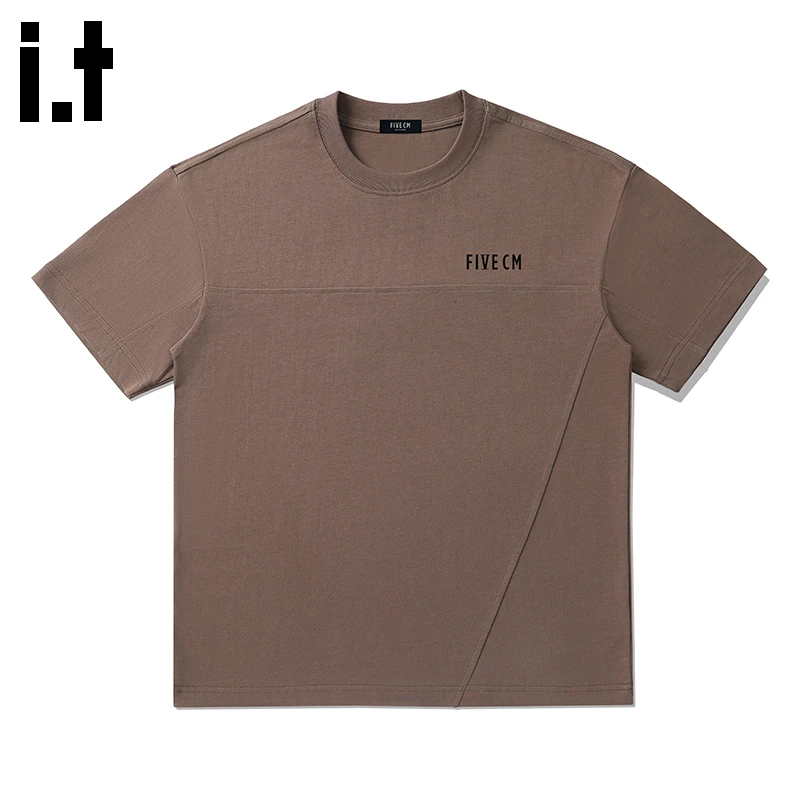 it:FIVE CM轻奢痞帅慵懒风男装潮牌t恤男短袖夏季纯暴重工三本t恤
