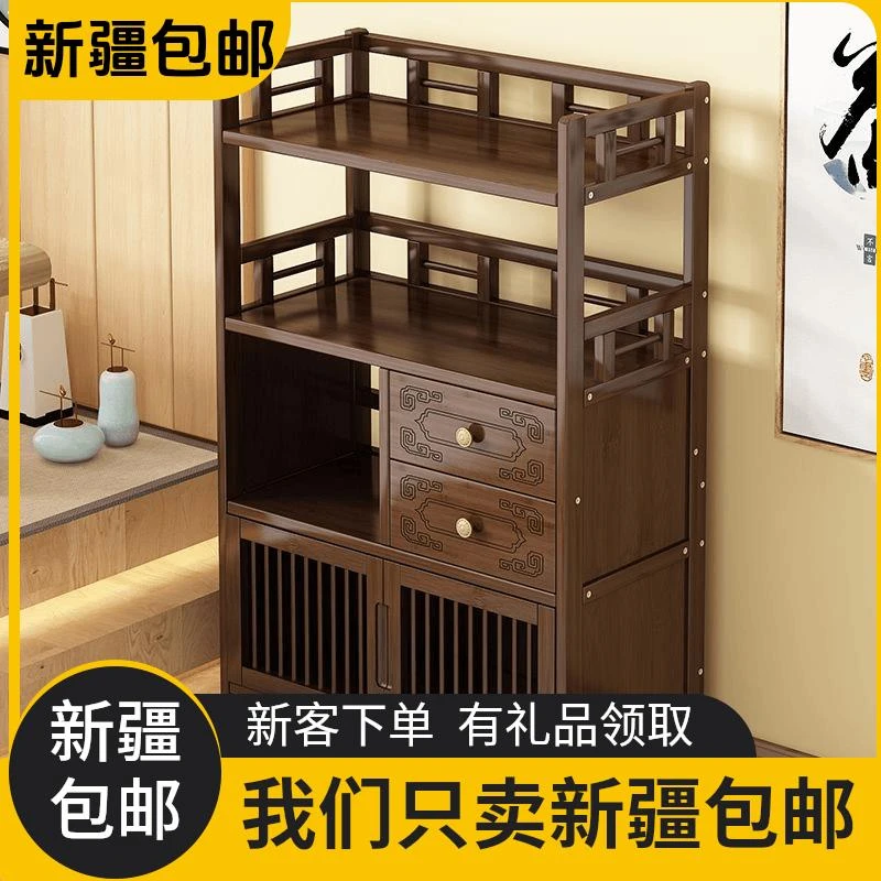 新疆包邮茶柜储物柜实木中式茶叶展示柜茶室置物架茶具摆件收纳柜