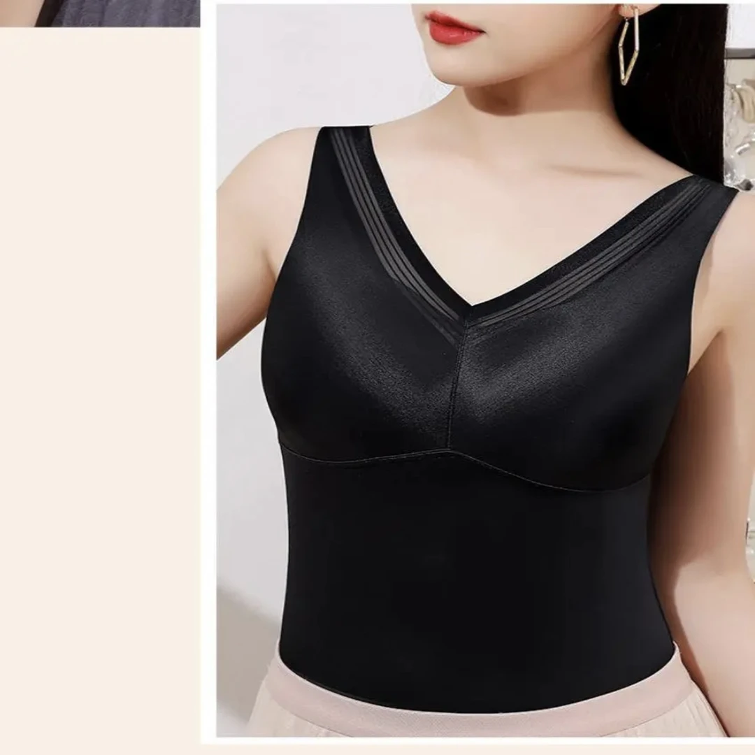 无痕美背背心带胸垫舒适透气打底收腹