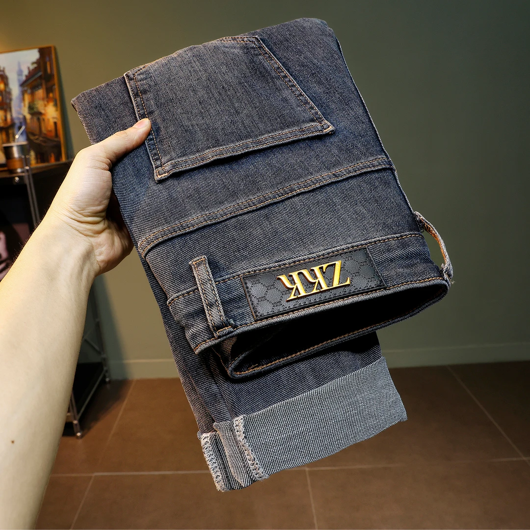 男士牛仔裤2025新款复古潮牌修身长裤冬季厚款休闲弹力小脚裤子男