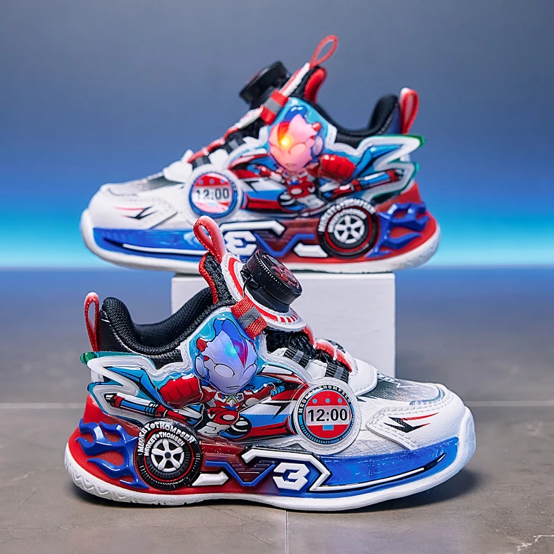 带灯男童运动鞋2025春秋季新款儿童跑步鞋软底男孩发光鞋宝宝鞋子