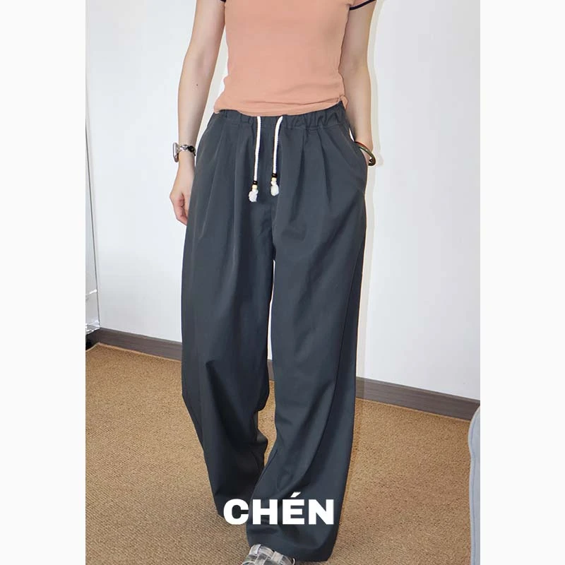 【假日裤】晨总自制遮胯显瘦休闲直筒阔腿工装长裤女薄款春季