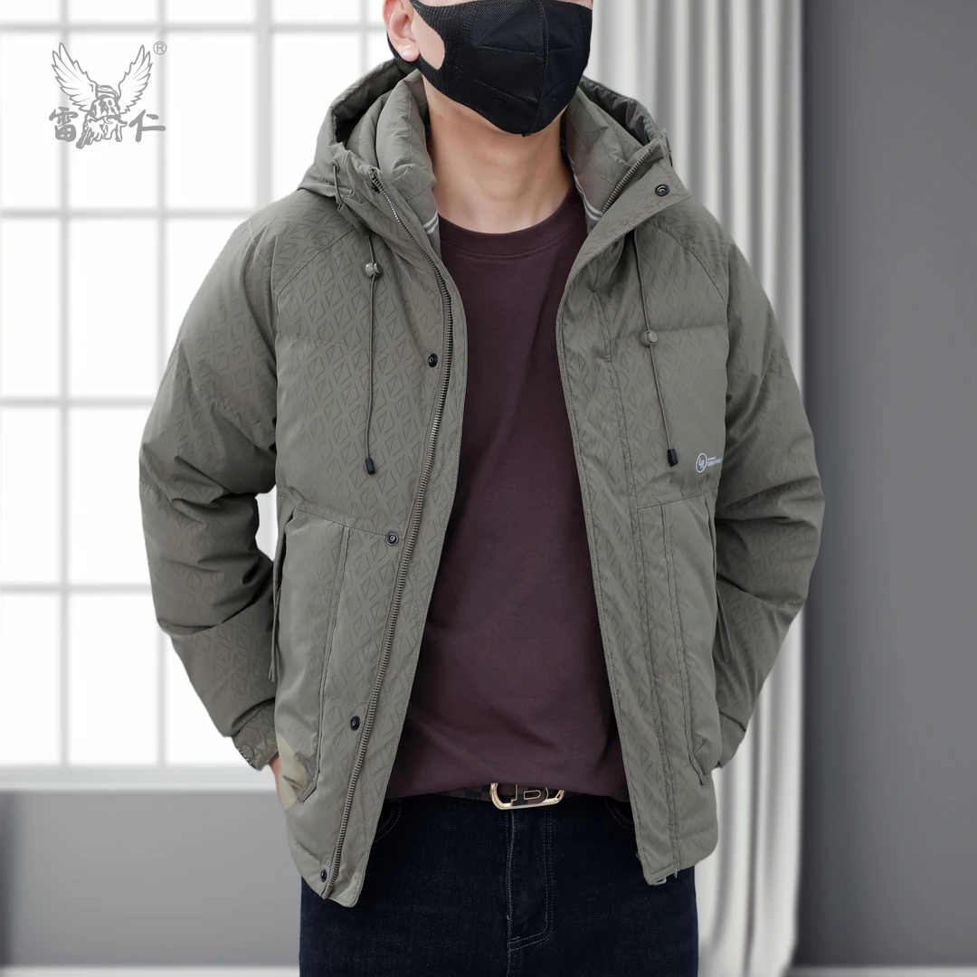 雷仁2025冬季男士防风舒适时尚外套休闲连帽保暖羽绒服男LR6608