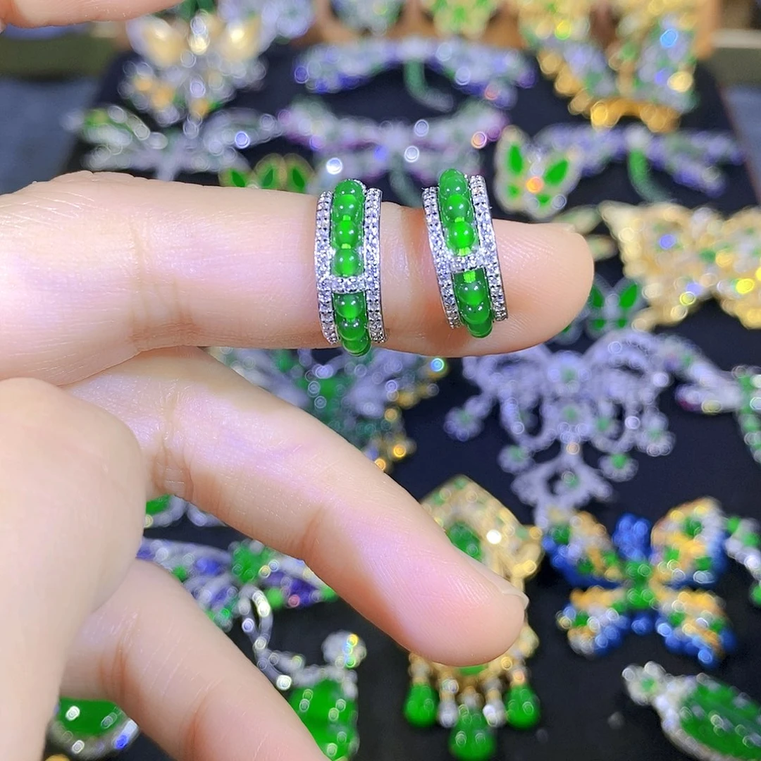 吊坠(不含链)银S925镶嵌翡翠