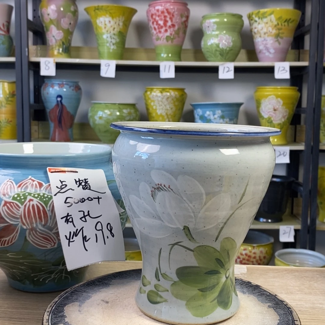 景德镇手工手绘陶瓷花盆