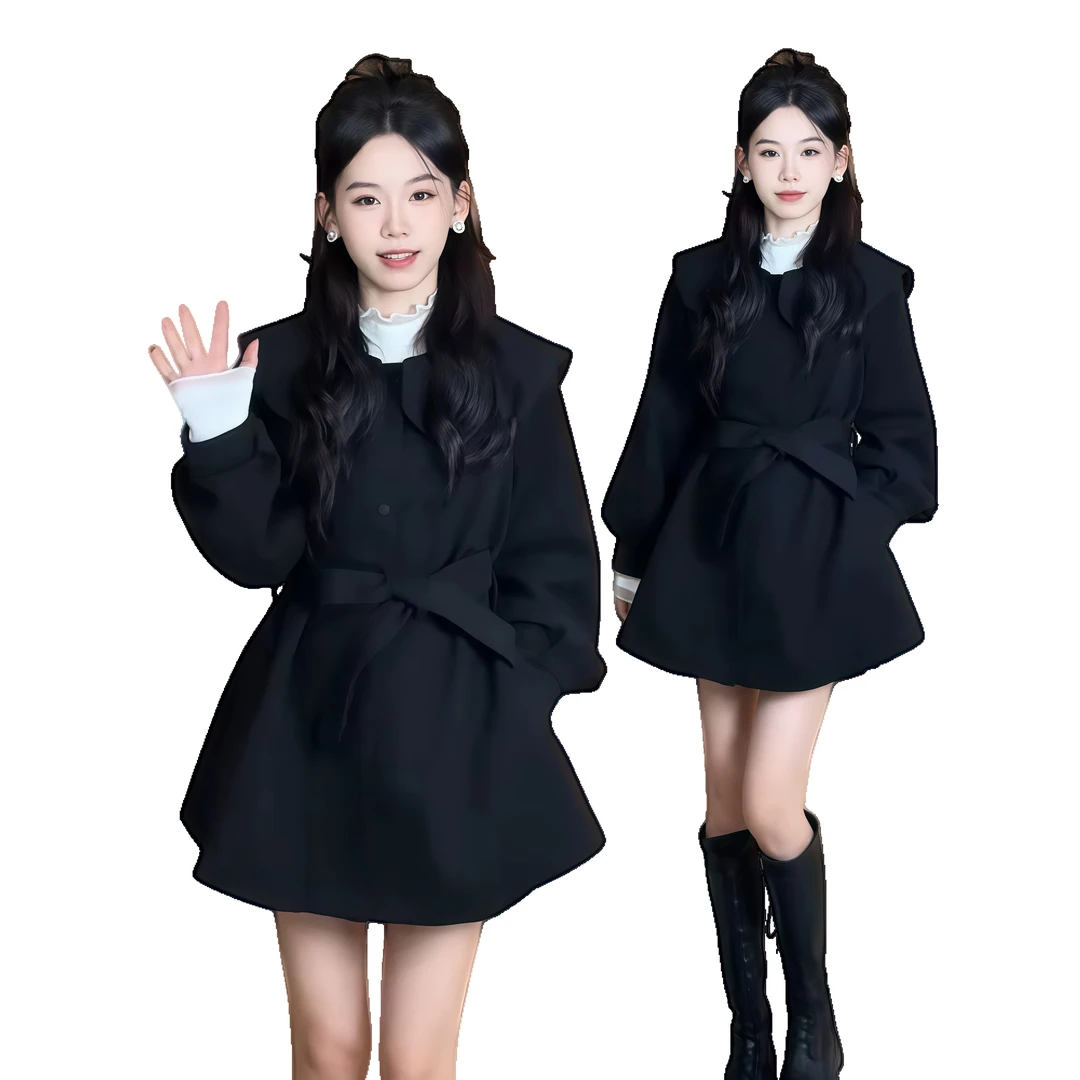 毛呢外套女2025冬新款时髦洋气夹棉加厚小个子娃娃领呢子大衣潮