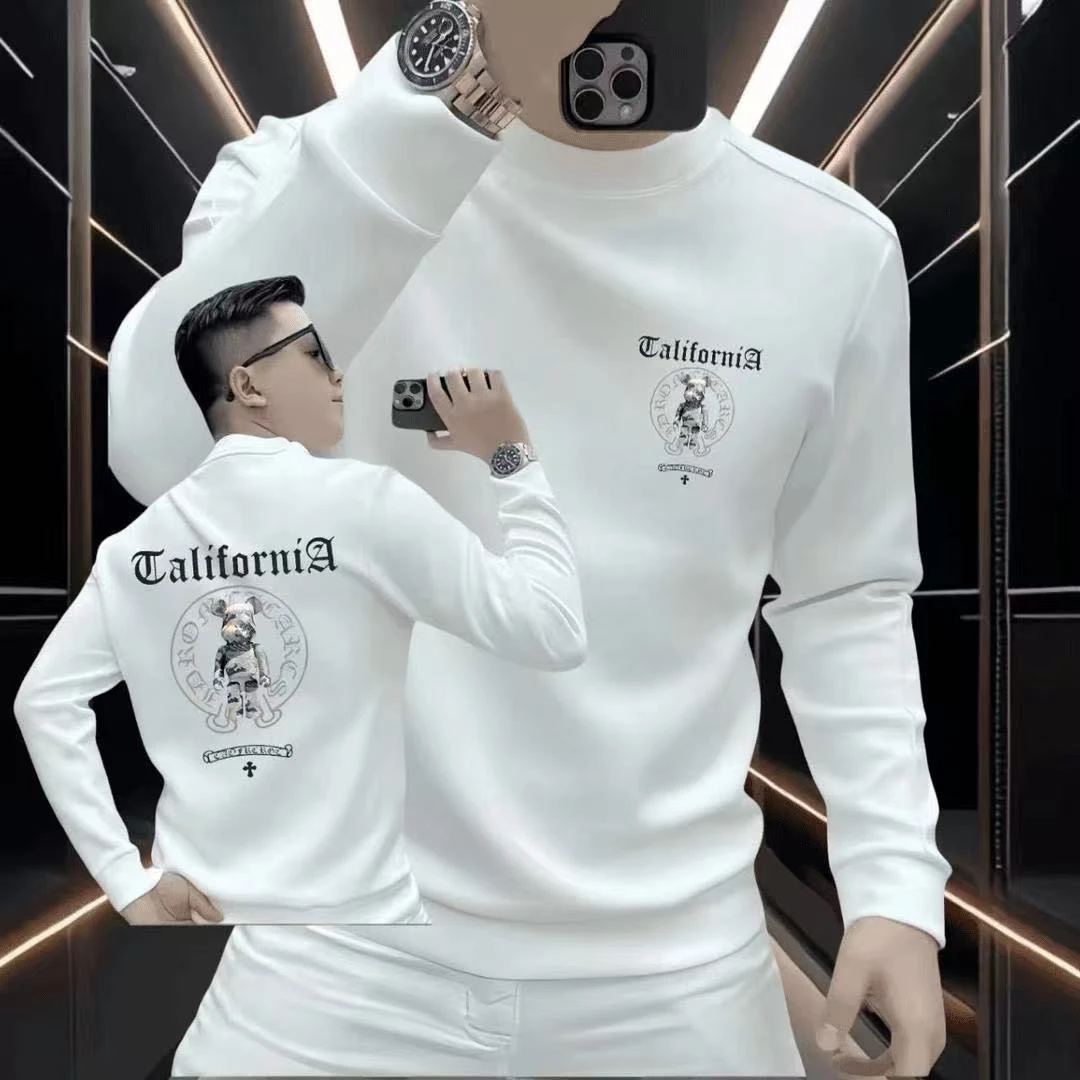 高品质新款秋季宽松男士卡通熊卫衣圆领时尚潮牌百搭品质男装