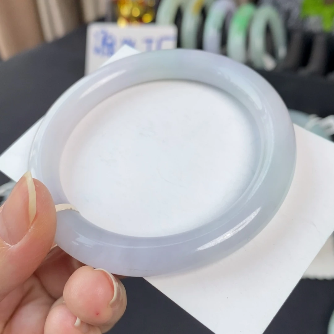 翡翠未镶嵌手镯淡紫55.8