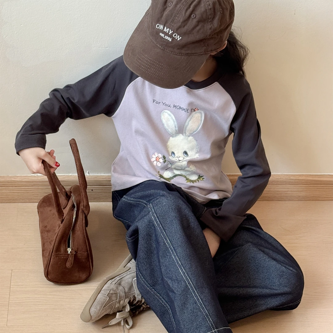 韩系慵懒女童套装2025新款小女孩春秋洋气长袖打底儿童时髦牛仔裤
