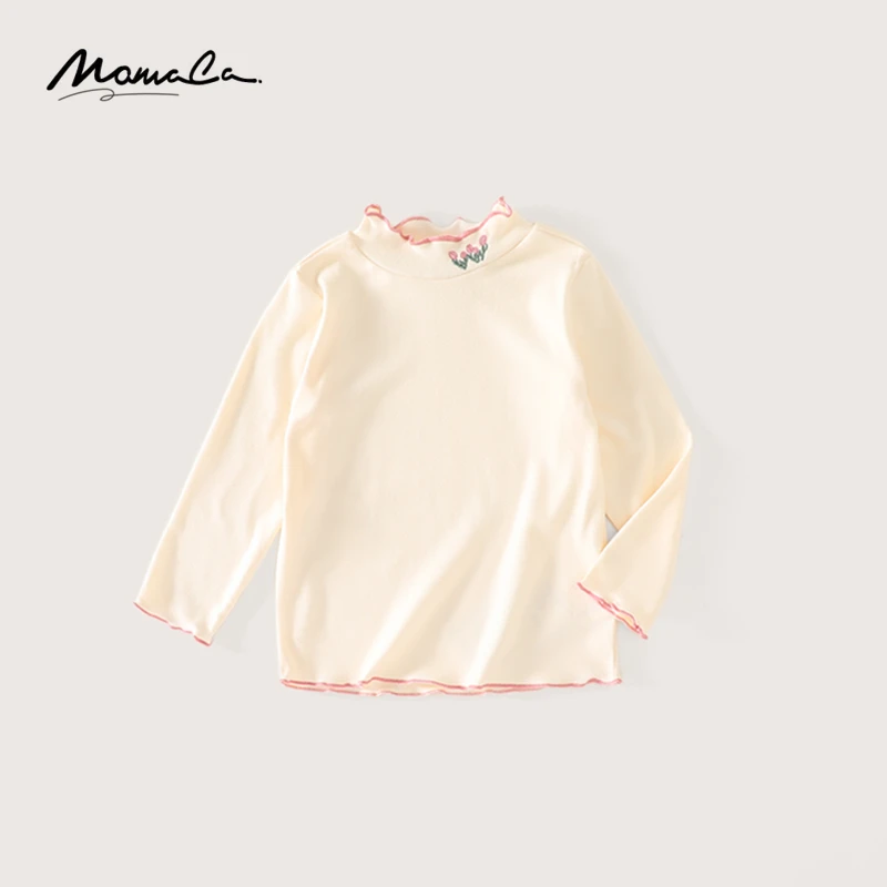 MOMOCO秋冬季女童甜美德绒小花长袖打底衫75880239006