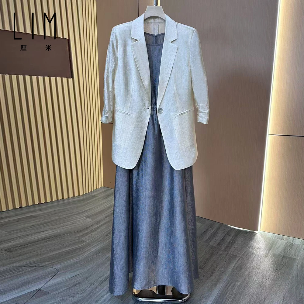 莱赛尔天丝加醋酸夏季新款修身时尚气质西装洋气七分袖西服女