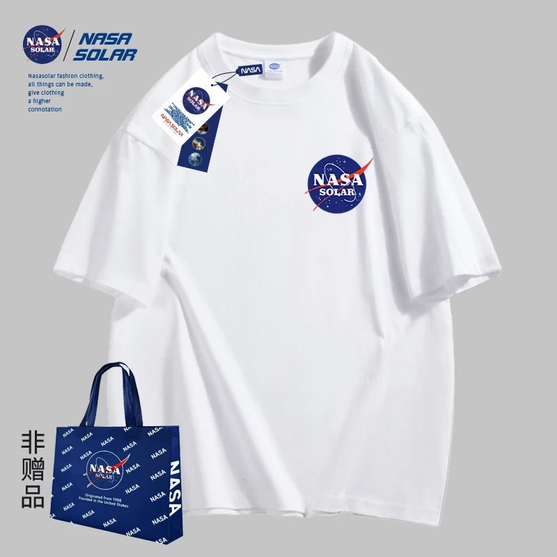 NASA官方经典短袖NASAlogo胸标印花简约潮流日系经典短袖T恤