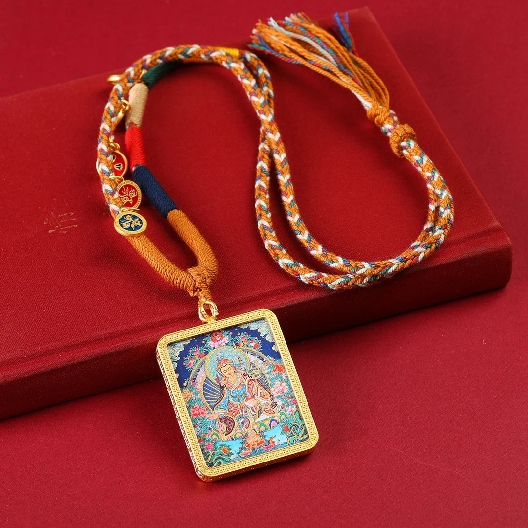 合金吊坠 藏式半手绘描金唐卡轧机拉姆前世今生五路项链冬盛清寒