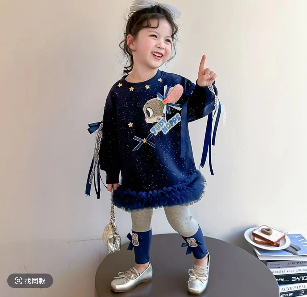 臭美家2025新款洋气春款兔子警官两件套-R10小童春秋女宝