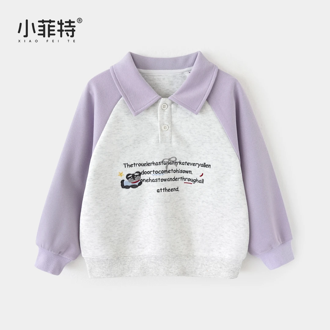 小菲特女童秋冬新款长袖polo领上衣中大童儿童休闲卫衣YNYQ53183
