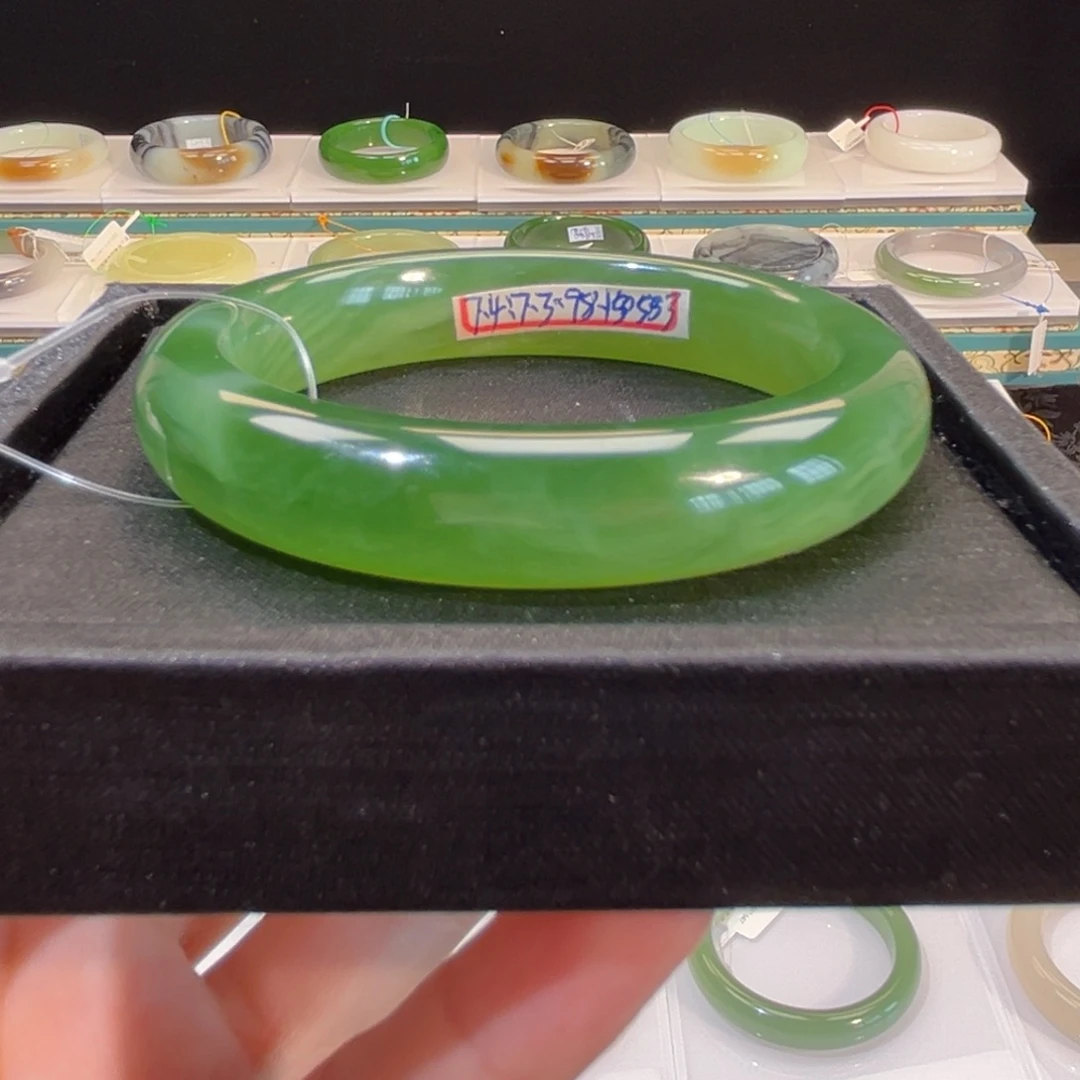 和田玉未镶嵌手镯冰阳绿猫眼