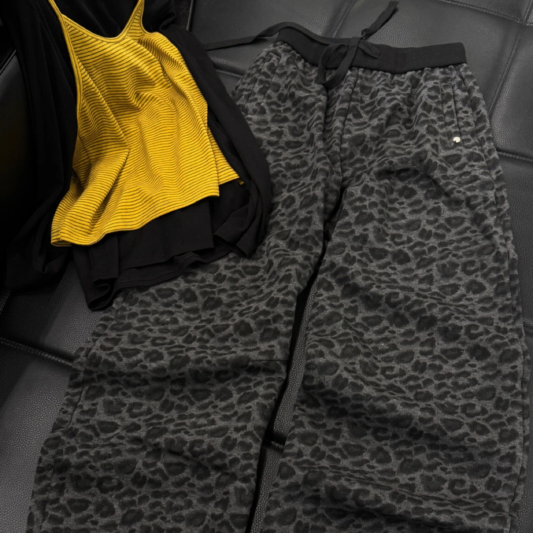 【黑豹纹加绒卫裤】冬季加绒百搭时尚运动裤