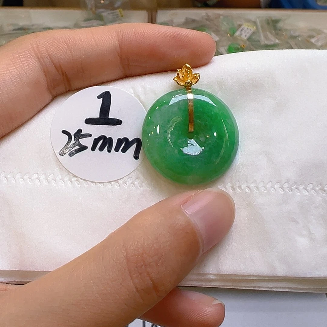 翡翠18K金镶嵌吊坠(不含链)翡翠