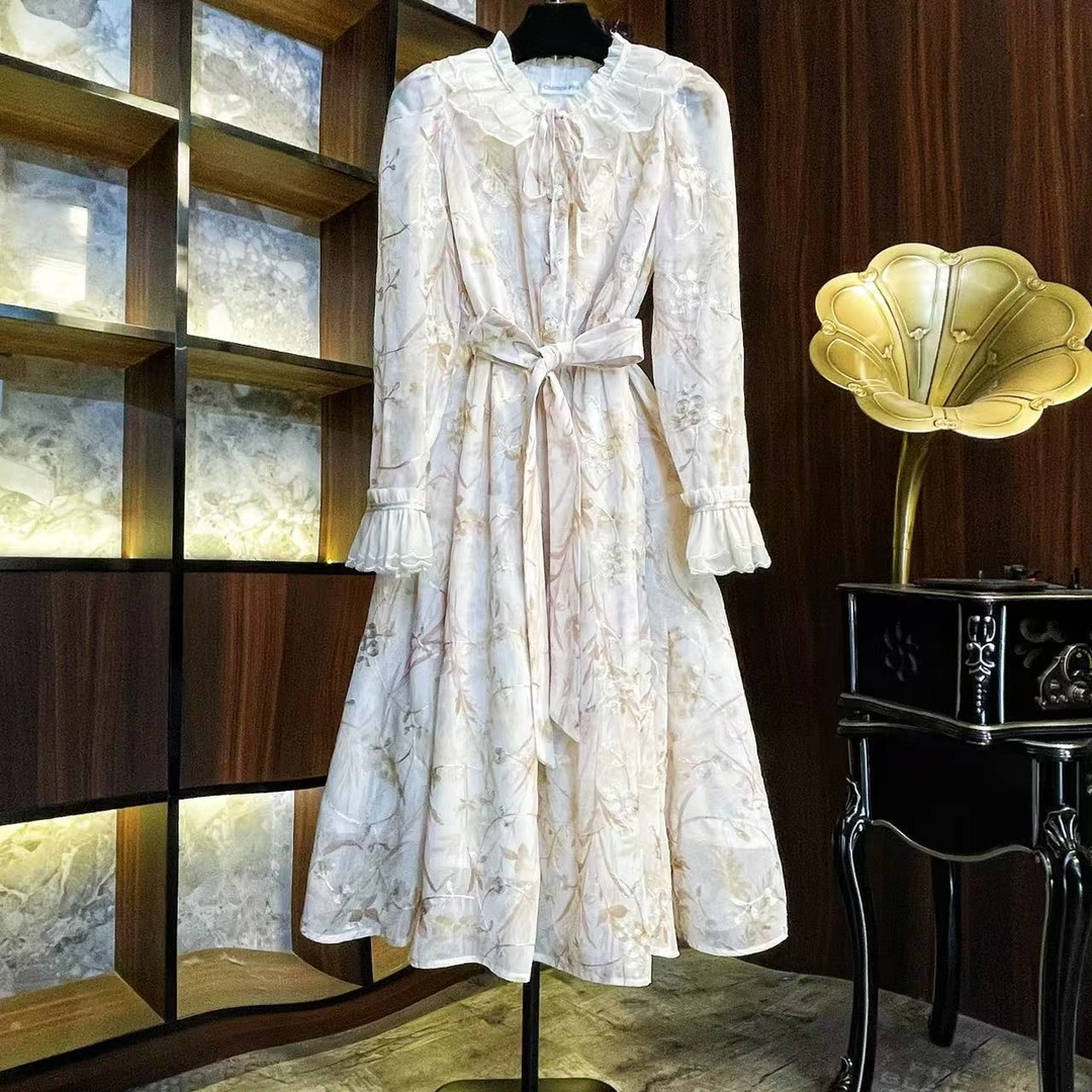 【白韵花仙】[薇薇]轻奢设计师款优雅气质修身时尚连衣裙-86085