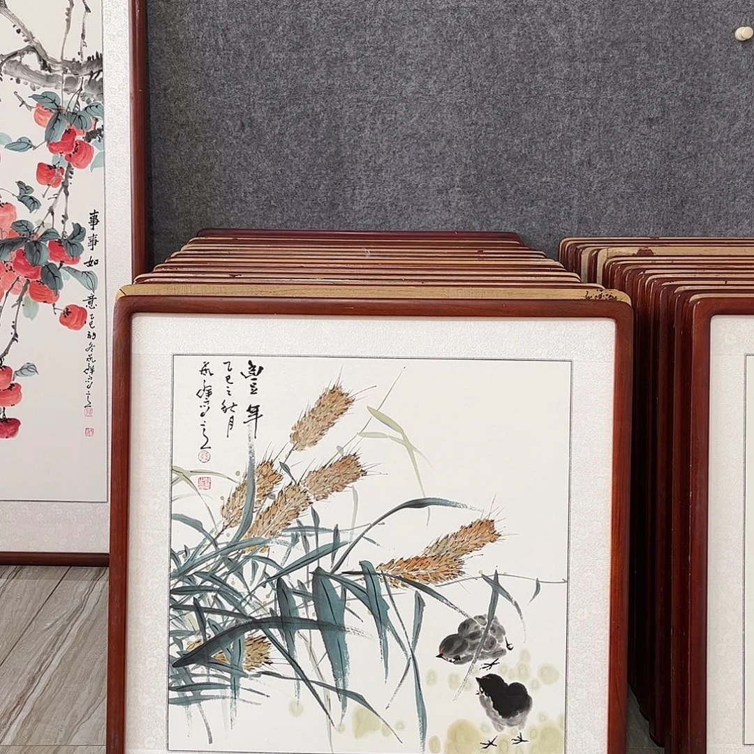 国画书画作品带框63×63