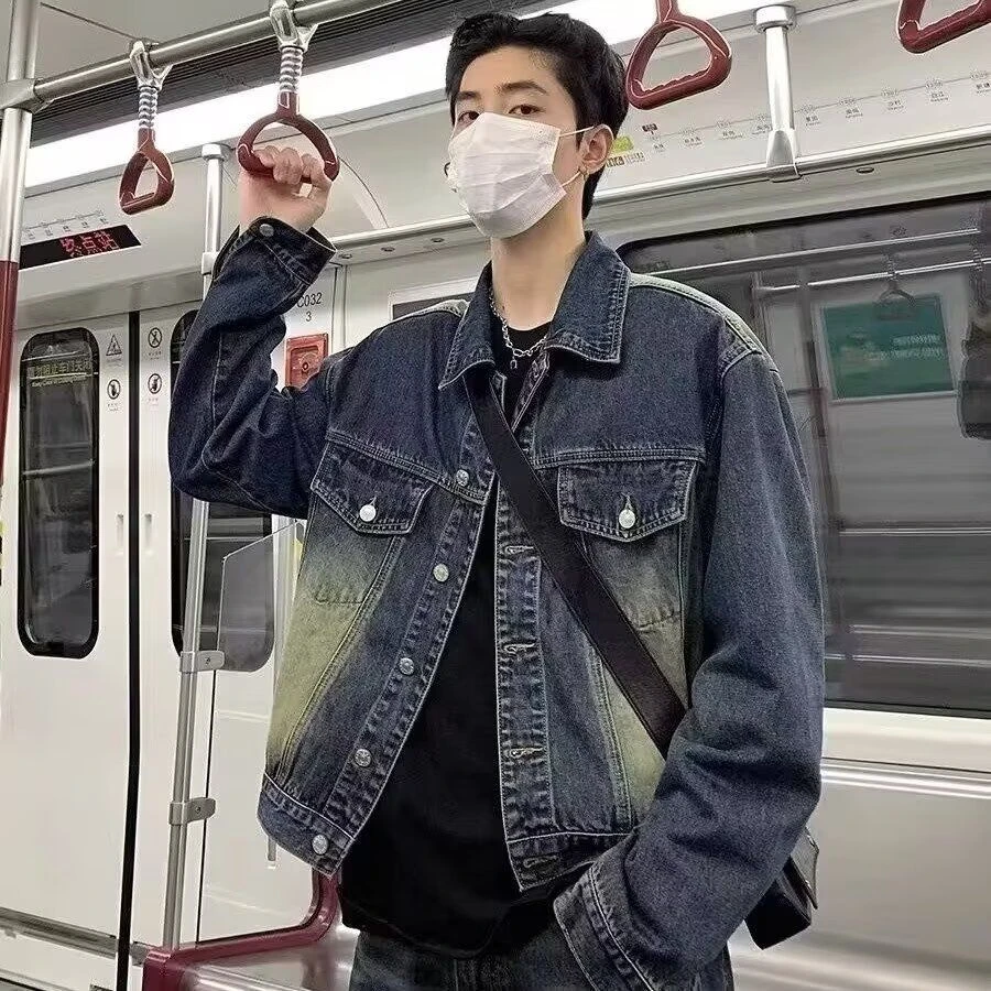 外套男日系短款牛仔外套男秋季复古牛仔男高档新款牛仔外套男士