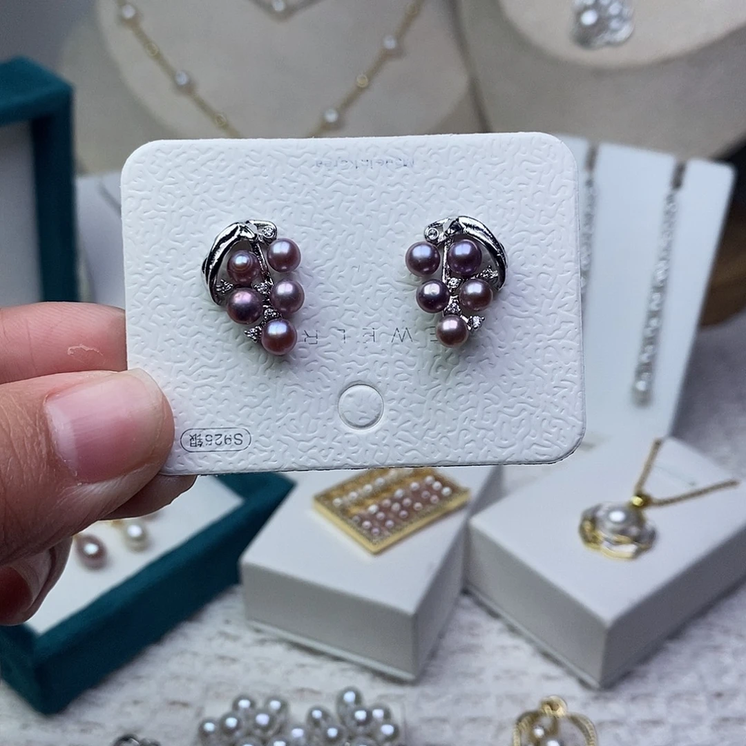 淡水珍珠银S925镶嵌耳饰
