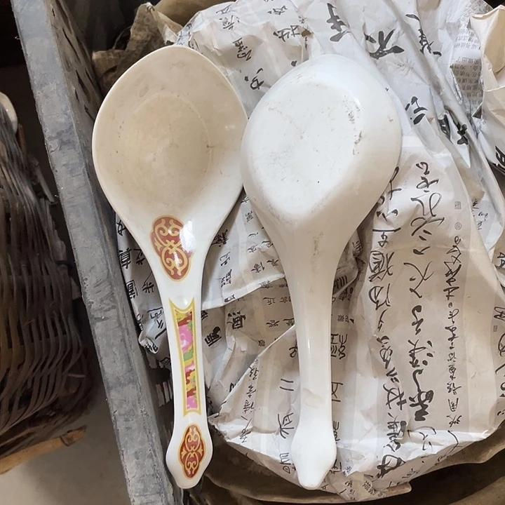 瓷片强化瓷如意汤勺一对