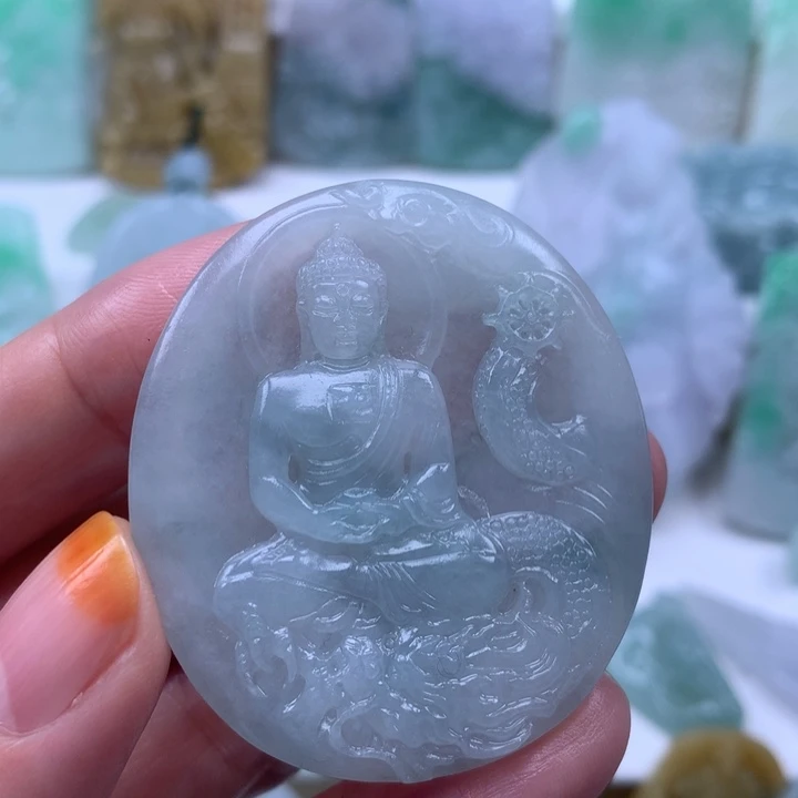 定制翡翠未镶嵌挂件阿弥挂件