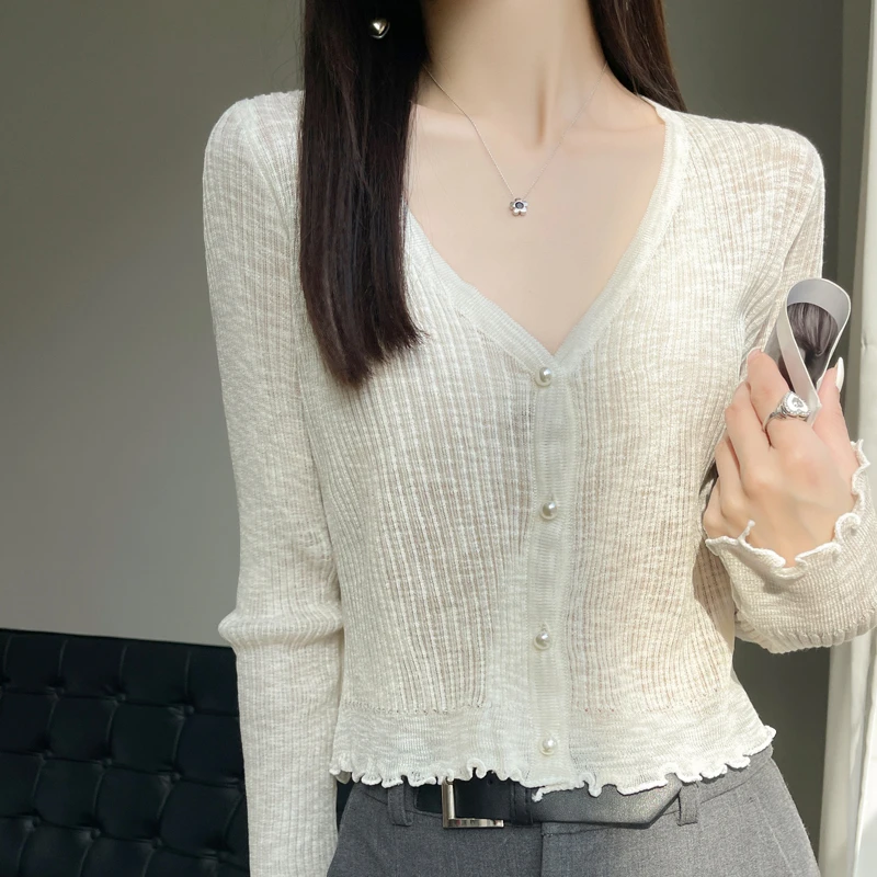 冰丝针织开衫女薄款外套披肩短款外搭配裙子防晒衫夏季上衣小罩衫