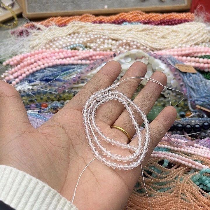 玛瑙/玉髓珠宝半成品未镶嵌一条4mm白水晶刻面