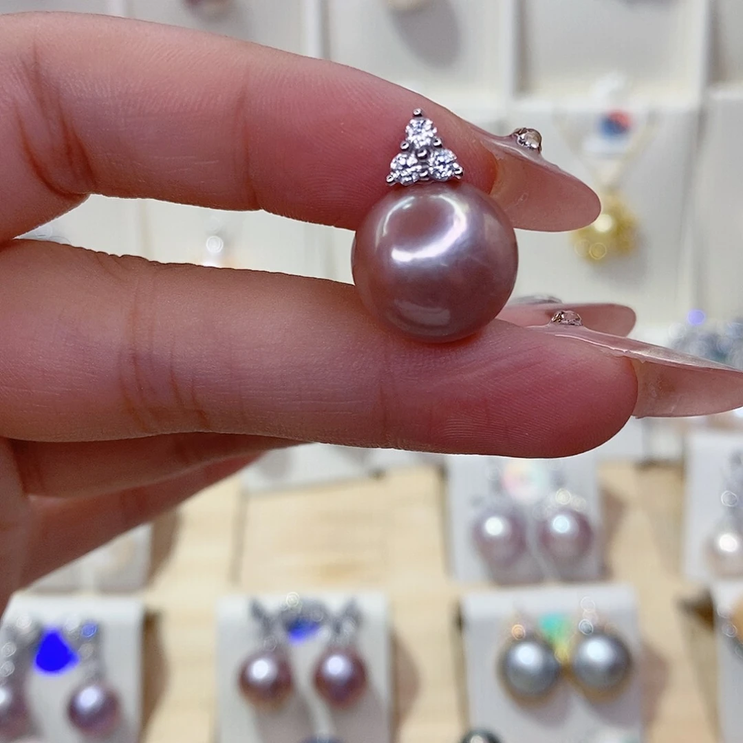 淡水珍珠银S925镶嵌吊坠(赠链)