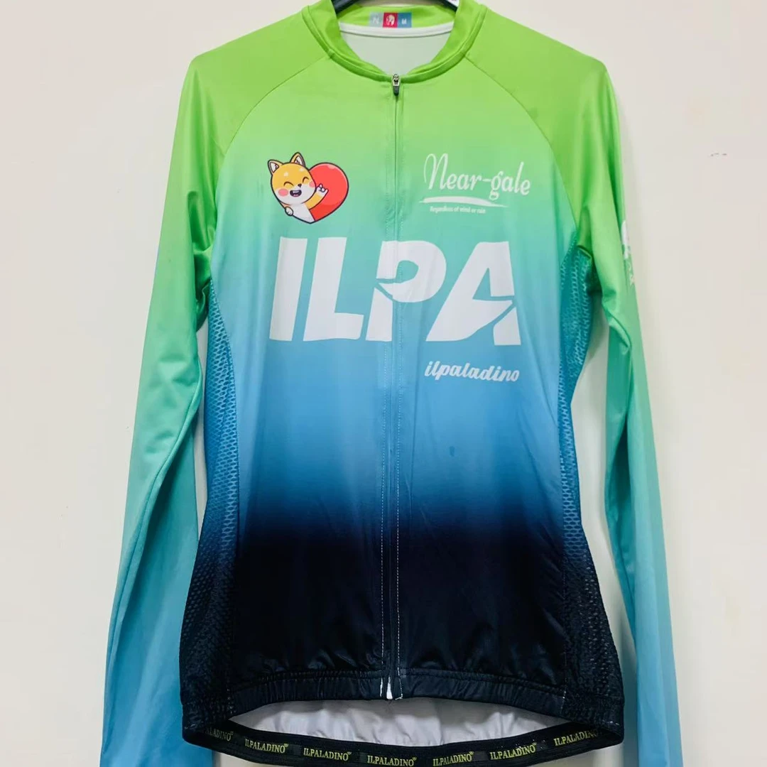 SQ 974【ILPA绿黑渐变牛奶丝拼接长袖男士】ILPALADINO专业骑行服