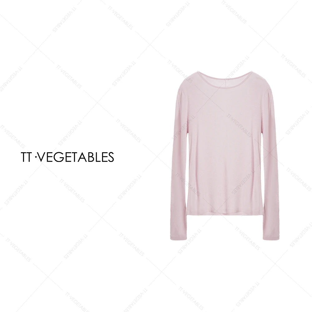 TT・VEGETABLES【序白】遥祝 蚕云棉百搭薄款纯色长袖T恤511286