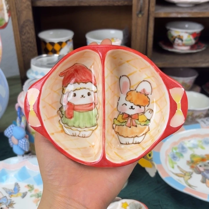 圣诞款小碟子双格料碟