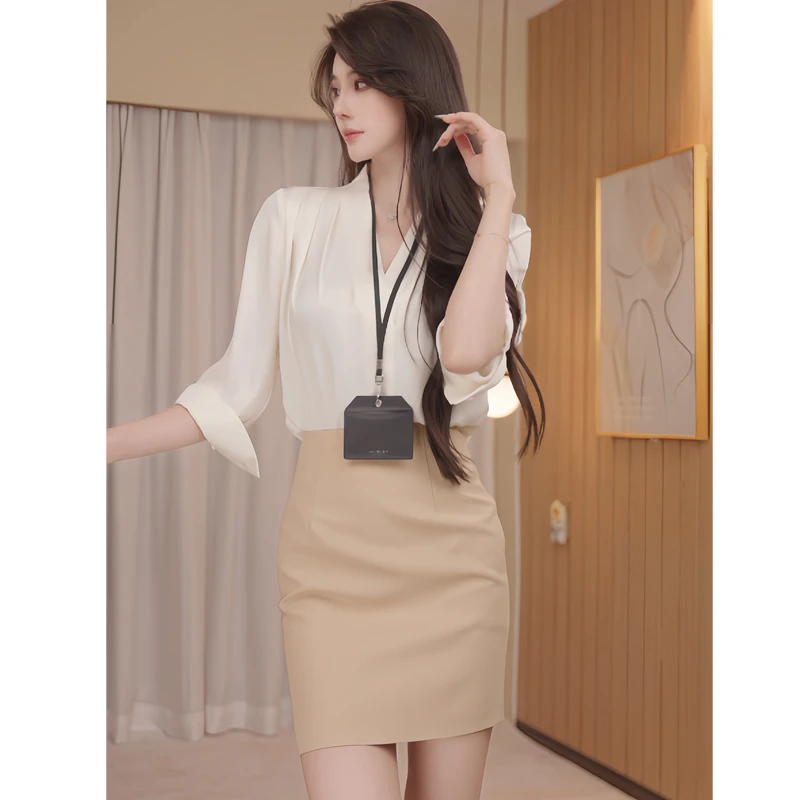 100%醋酸中袖衬衫2025秋季新款轻奢设计感时尚洋气通勤百搭上衣