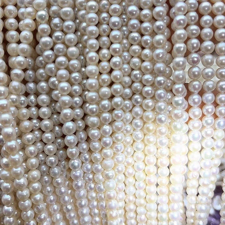 未镶嵌玛瑙/玉髓珠宝半成品一条4.5mm左右近椭圆珍珠