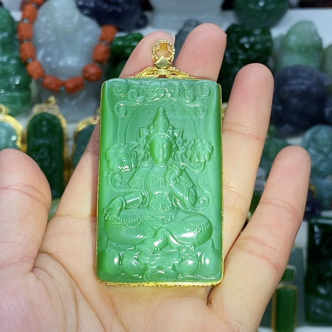 和田玉猫眼颈饰18K金镶嵌