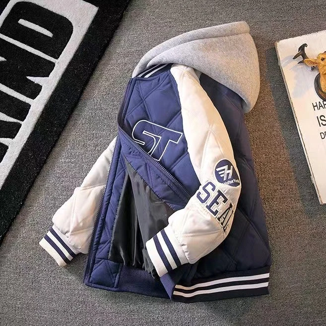 实体品质~男童加棉外套秋冬款连帽棒球服韩版休闲百搭上衣11019