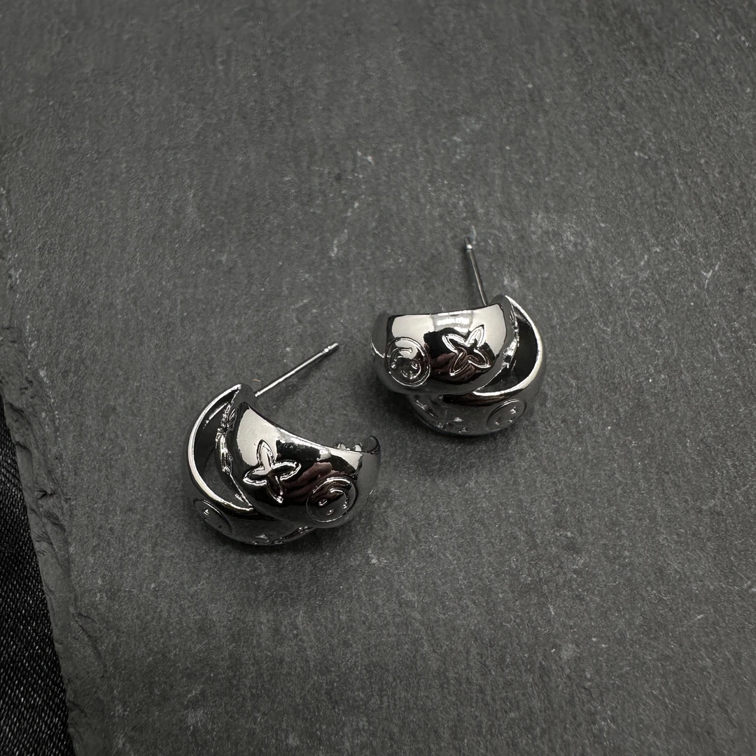 钛钢耳饰 0716 Acc-861 个性潮流银色精致双股亮银高级感耳饰