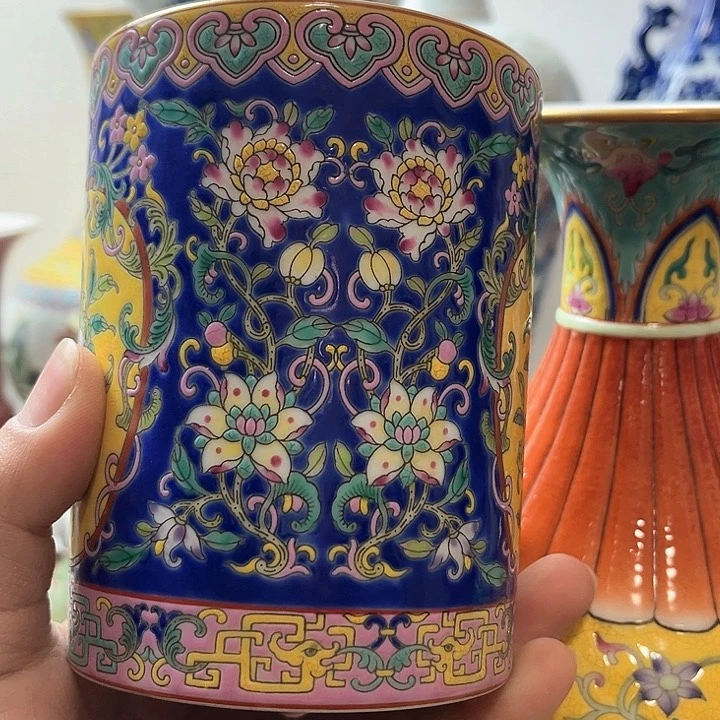 摆件趣*珐琅彩 珐琅彩 笔筒