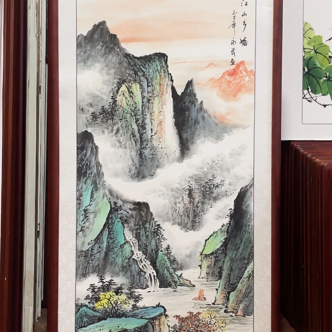国画带框尺寸 123*63厘米