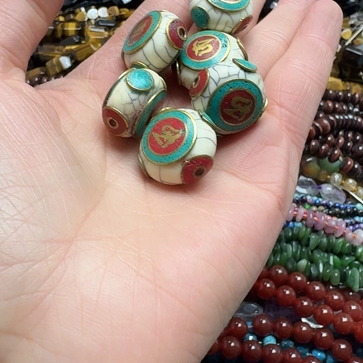 玛瑙/玉髓未镶嵌珠宝半成品一颗23mm尼泊尔鼓珠